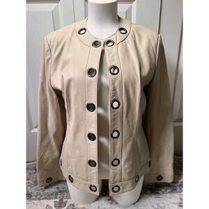 Nicola Berti Y2K Leather Jacket Cream Women's Size M
